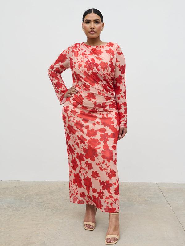 pretty lavish Ethel Long Sleeve Jersey Midaxi Dress Curve