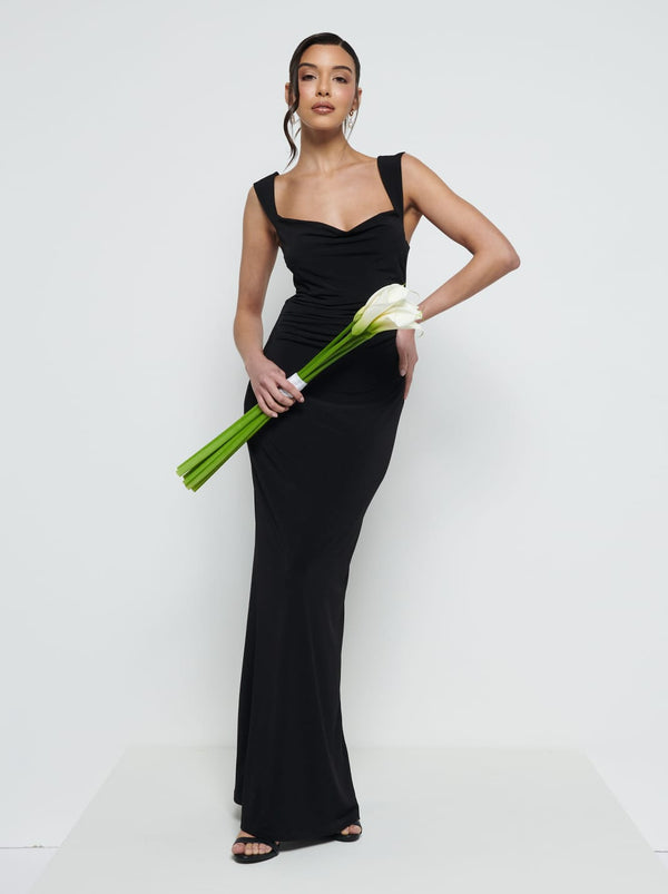 pretty lavish Florence Cowl Neck Jersey Maxi Bridesmaid Dress
