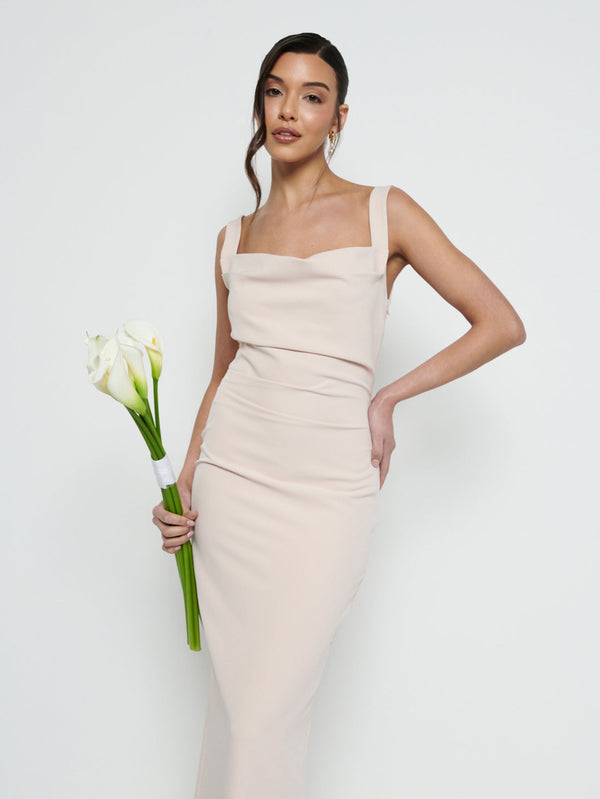 Pretty Lavish Harriet Cowl Neck Crepe Maxi Bridesmaid Dress