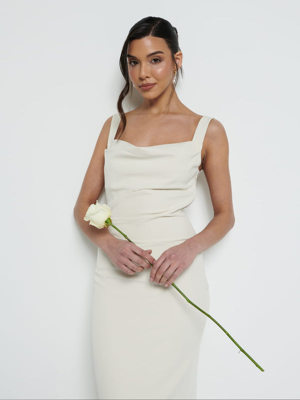 Pretty Lavish Harriet Cowl Neck Crepe Maxi Bridesmaid Dress
