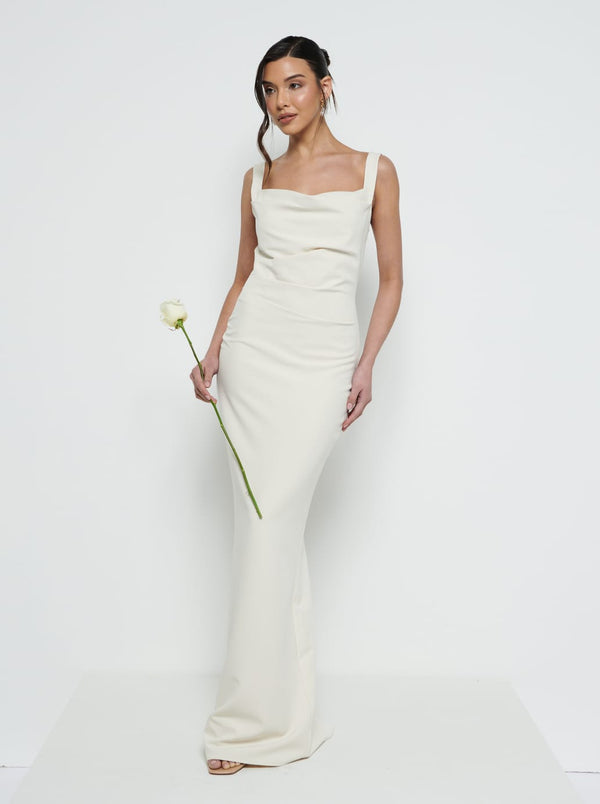 pretty lavish Harriet Cowl Neck Crepe Maxi Bridesmaid Dress
