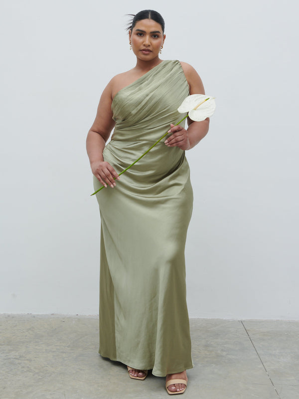 pretty lavish Juliet Ruched Maxi Bridesmaid Dress Curve