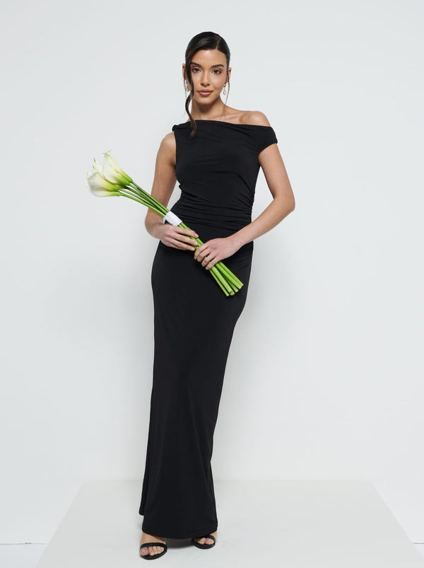pretty lavish Mackenzie One Shoulder Jersey Bridesmaid Dress