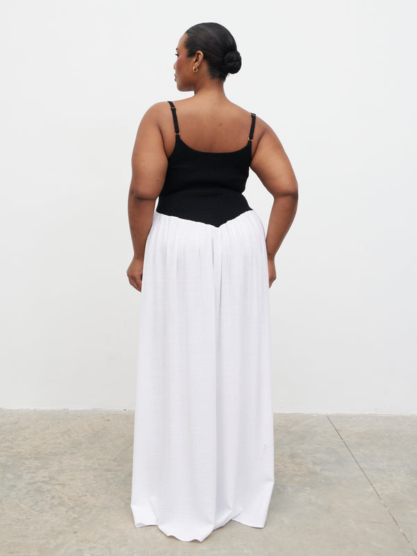 Pretty Lavish Maude Shirred Contrast Maxi Dress Curve