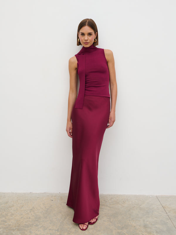 Pretty Lavish Melanie High Neck Knit Top With Neck Tie