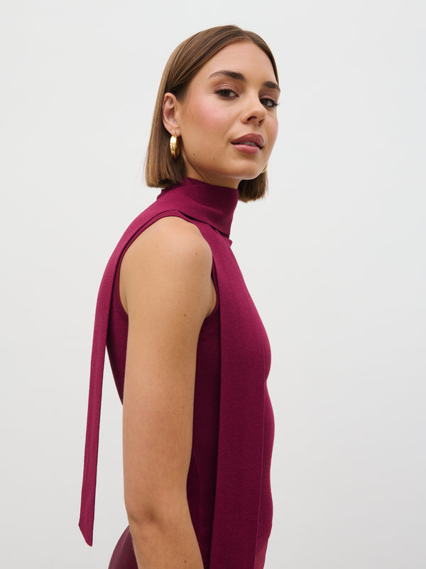 Pretty Lavish Melanie High Neck Knit Top With Neck Tie