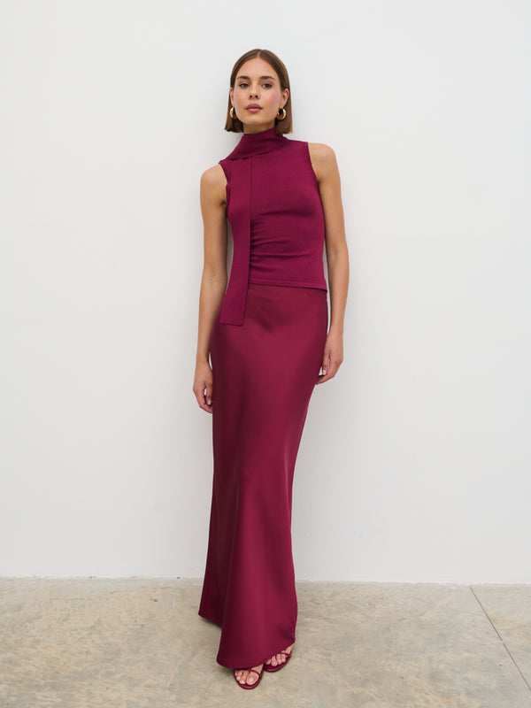 Pretty Lavish Melanie High Neck Knit Top With Neck Tie