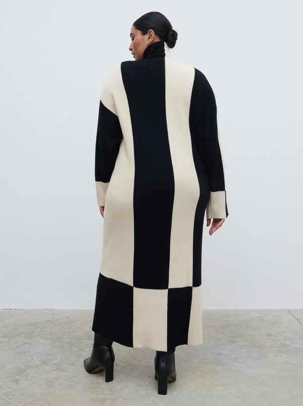 Pretty Lavish Nayah High Funnel Neck Knit Dress Curve