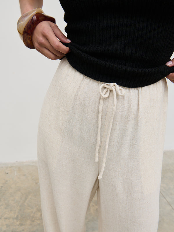 Pretty Lavish Nessa Drawstring Linen Blend Trousers