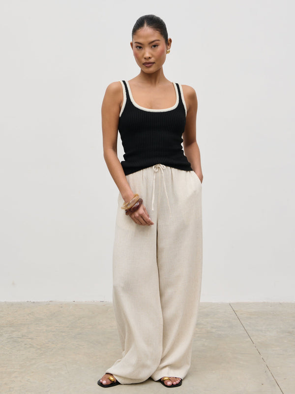 pretty lavish Nessa Drawstring Linen Blend Trousers