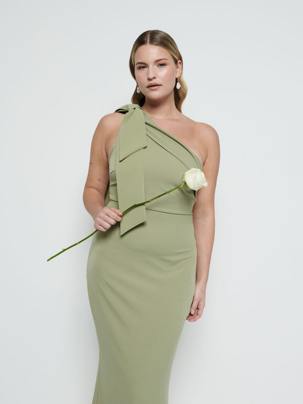 Pretty Lavish Nevaeh One Shoulder Crepe Maxi Bridesmaid Dress