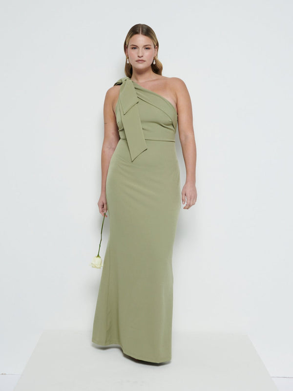 Pretty Lavish Nevaeh One Shoulder Crepe Maxi Bridesmaid Dress