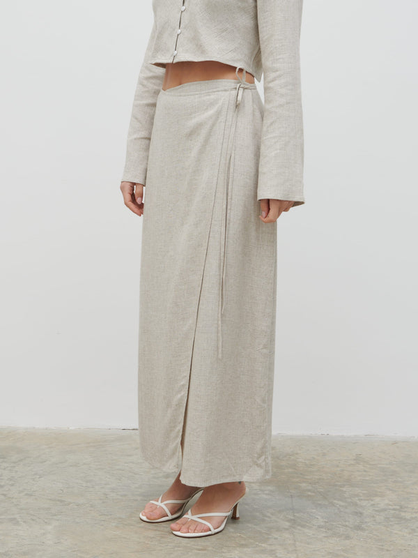Pretty Lavish Abigail Wrap Linen Midaxi Skirt