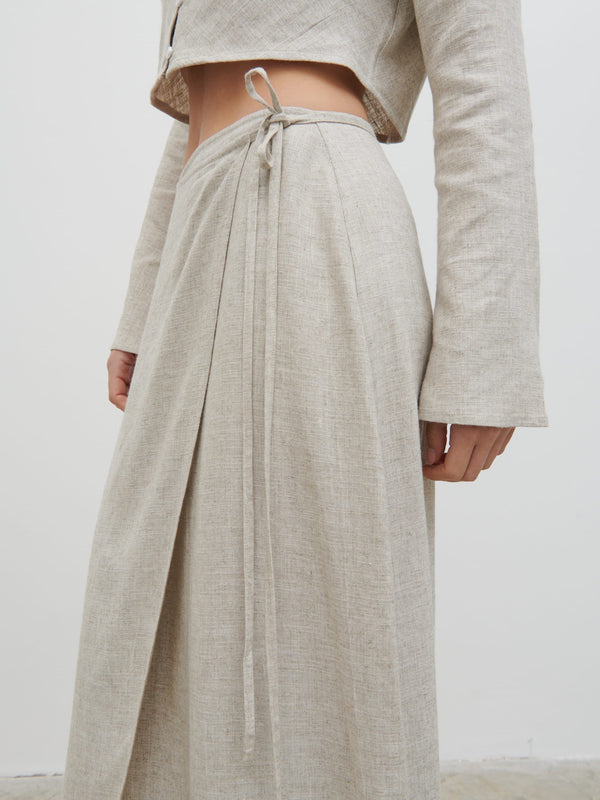 Pretty Lavish Abigail Wrap Linen Midaxi Skirt