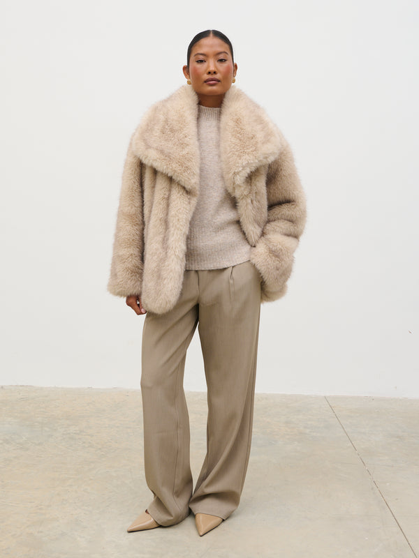 Pretty Lavish Agatha Short Faux Fur Coat