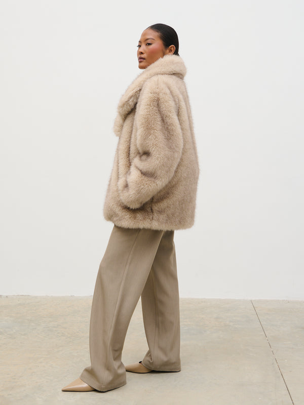 Pretty Lavish Agatha Short Faux Fur Coat