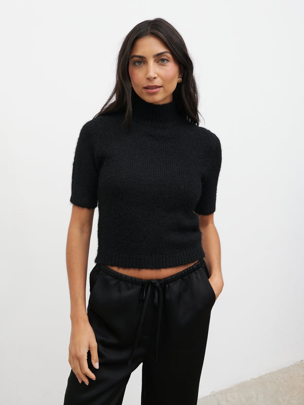 Pretty Lavish Alia Fluffy High Neck Knit Top