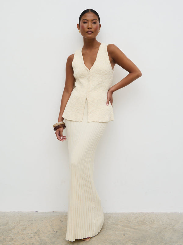 pretty lavish Alma Pleated Knit Maxi Skirt