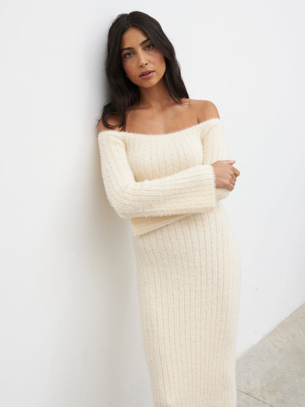 pretty lavish Alora Fluffy Knit Midaxi Dress