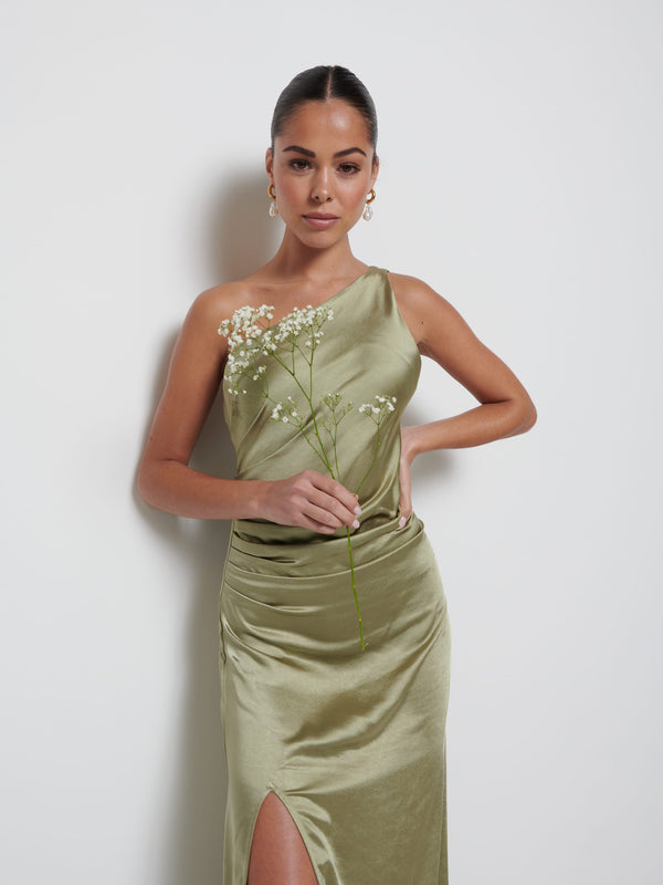 Pretty Lavish Amelia Ruched Maxi Bridesmaid Dress