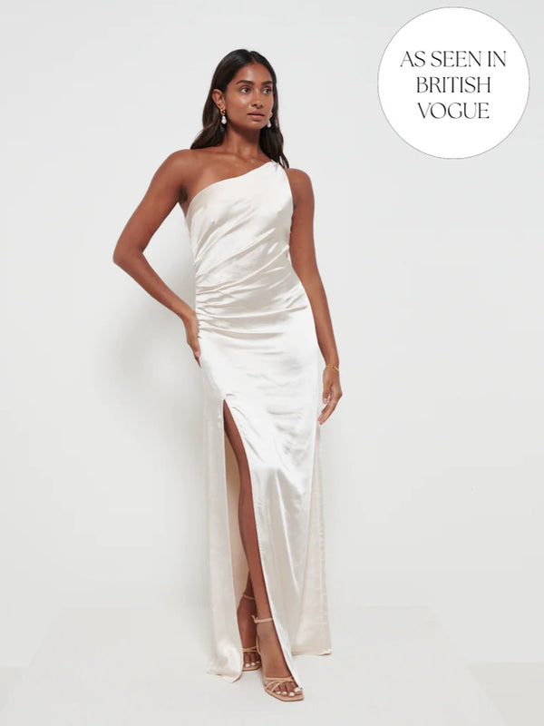 pretty lavish Amelia Ruched Maxi Bridesmaid Dress