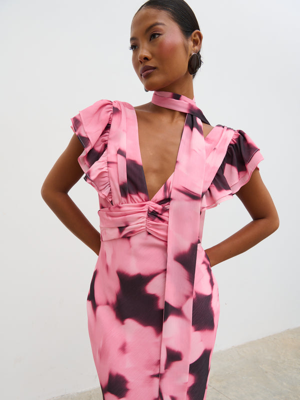 Pretty Lavish Andi V-Neck Frill Maxi Dress