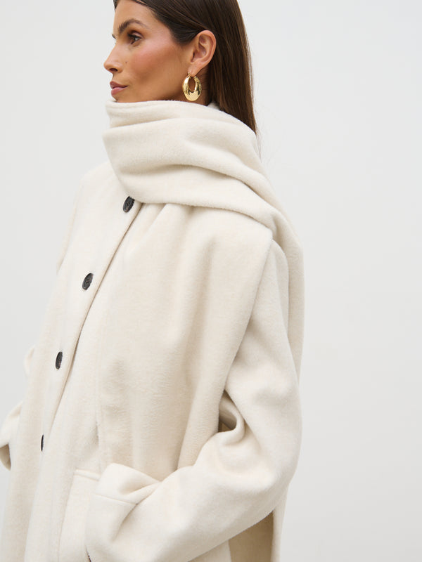 Pretty Lavish Ari Collarless Coat With Scarf