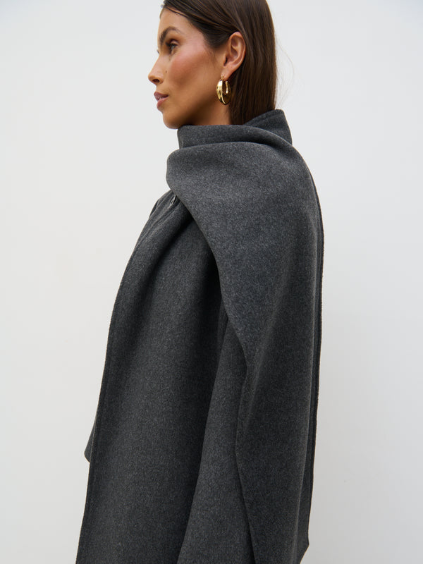 Pretty Lavish Ari Collarless Coat With Scarf