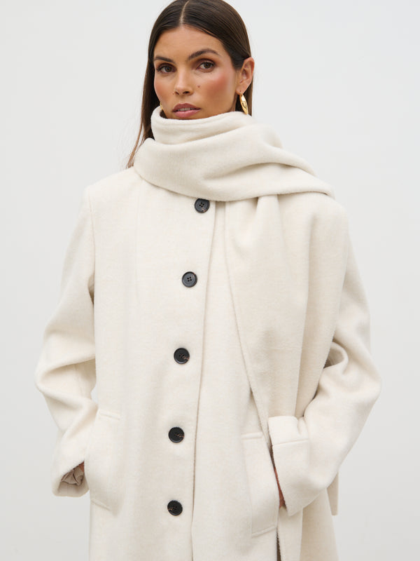 pretty lavish Ari Collarless Coat with Scarf