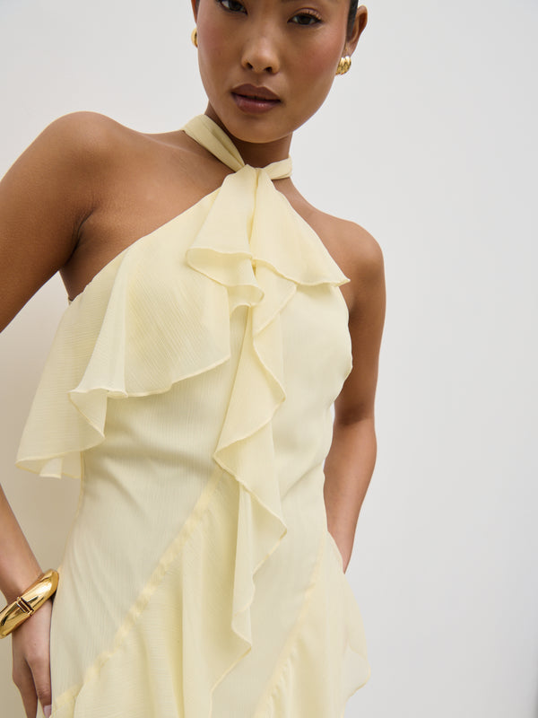 Pretty Lavish Aria Halterneck Ruffle Midaxi Dress