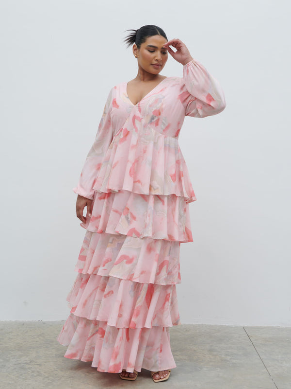Pretty Lavish Ashton Ruffle Maxi Dress Curve
