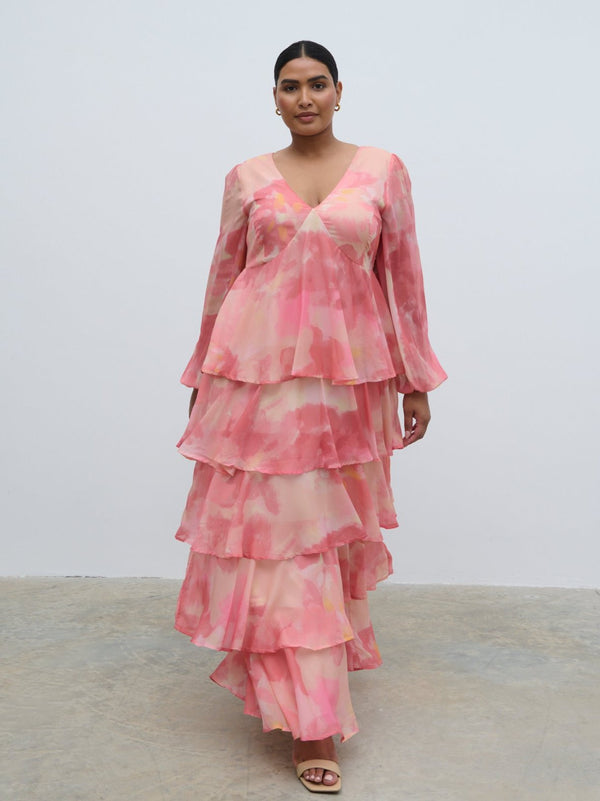 pretty lavish Ashton Ruffle Maxi Dress Curve