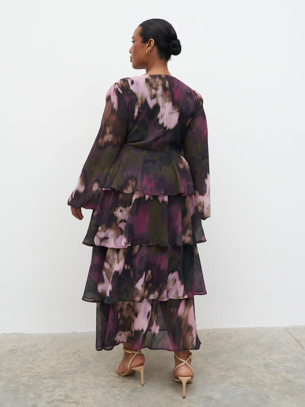 Pretty Lavish Ashton Ruffle Midi Dress Curve