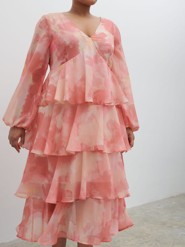 Pretty Lavish Ashton Ruffle Midi Dress Curve