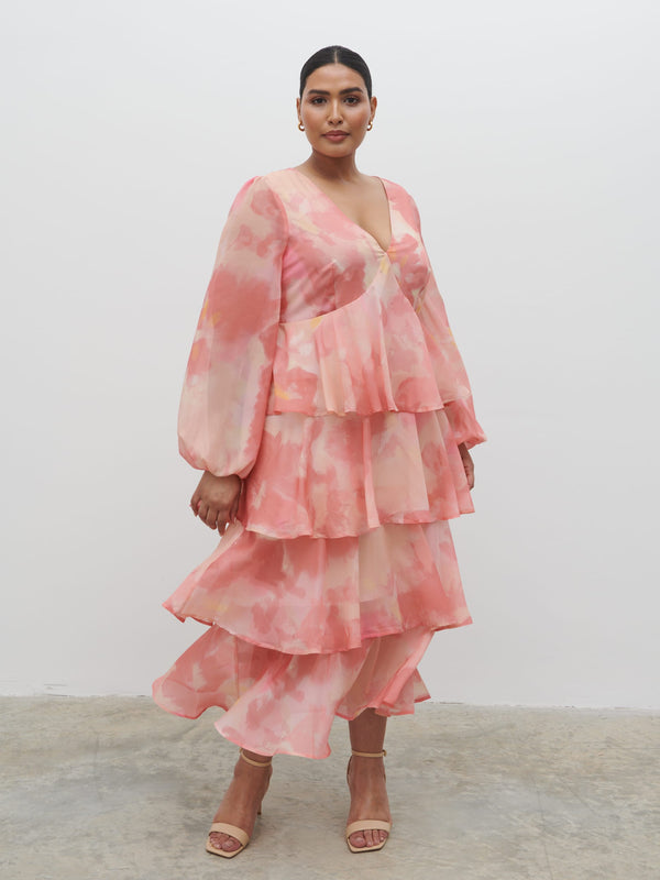 Pretty Lavish Ashton Ruffle Midi Dress Curve