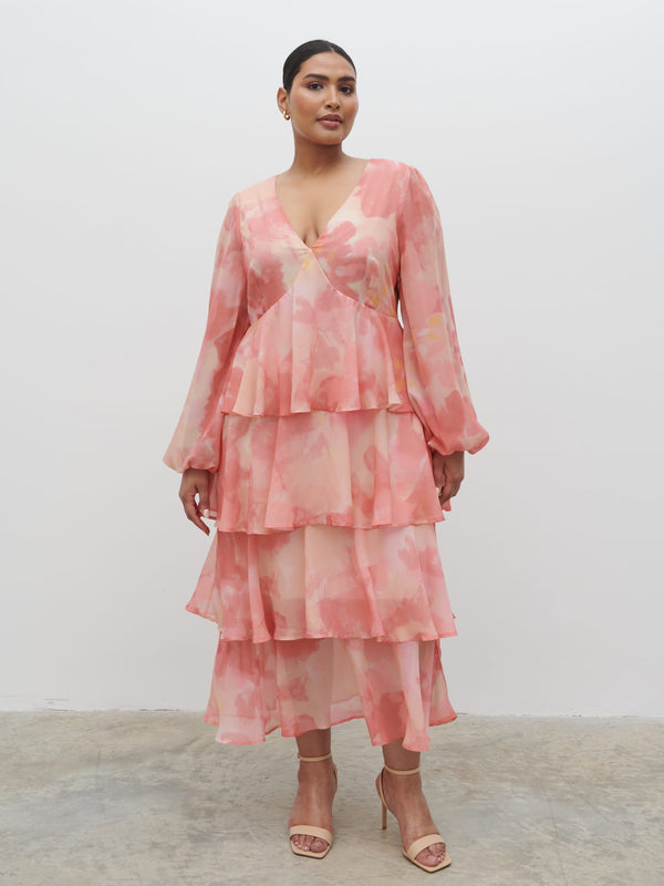 pretty lavish Ashton Ruffle Midi Dress Curve