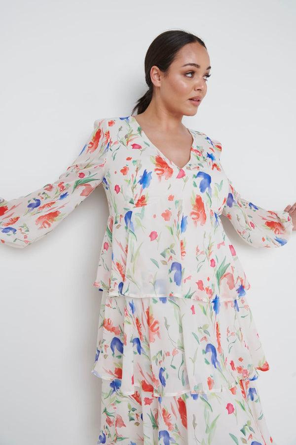 Pretty Lavish Ashton Ruffle Midi Dress Curve