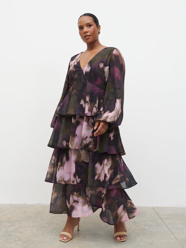 pretty lavish Ashton Ruffle Midi Dress Curve