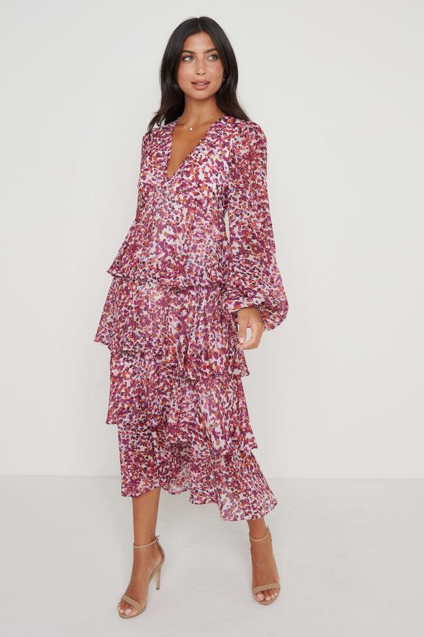 pretty lavish Ashton Ruffle Midi Dress