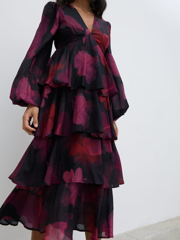 Pretty Lavish Ashton Ruffle Midi Dress
