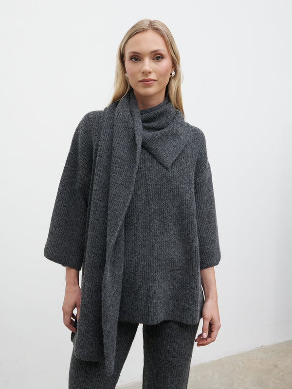 Pretty Lavish Beautrix Knit Attached Scarf Jumper