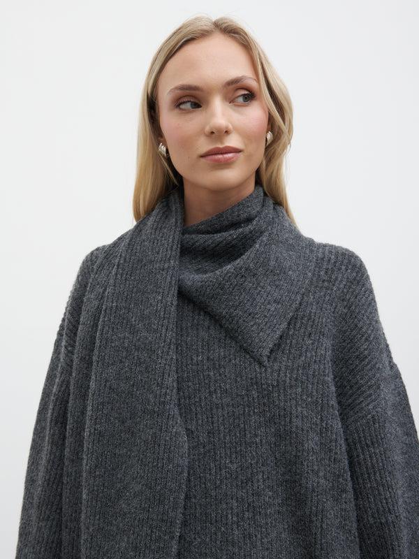 Pretty Lavish Beautrix Knit Attached Scarf Jumper