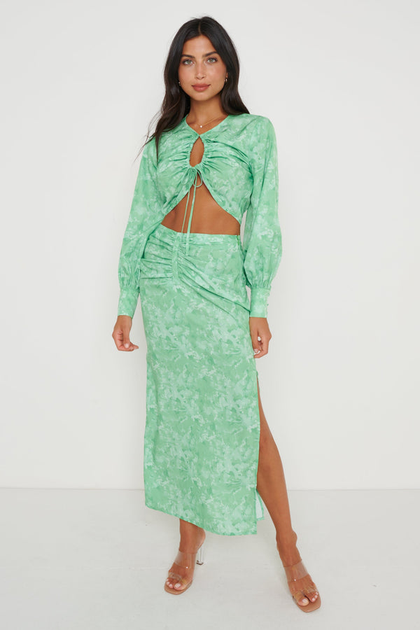 pretty lavish Bec Ruched Waist Midaxi Skirt