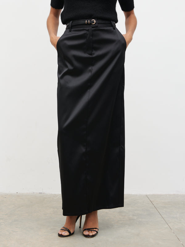 Pretty Lavish Beck Satin Tailored Maxi Skirt