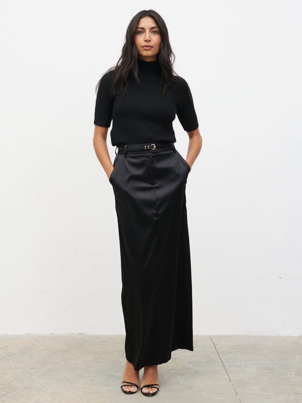 pretty lavish Beck Satin Tailored Maxi Skirt