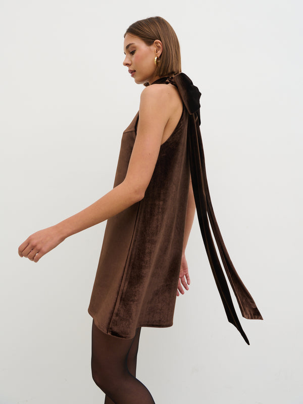 Pretty Lavish Bella Bow Velvet Mini Dress