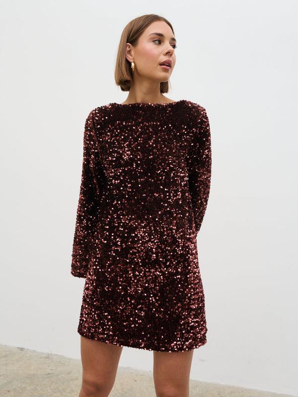 Pretty Lavish Bow Sequin Mini Dress