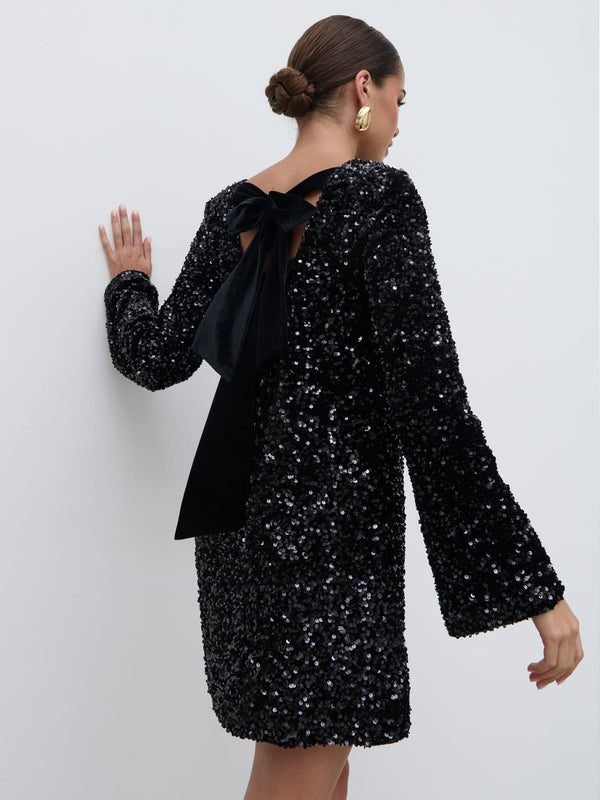 Pretty Lavish Bow Sequin Shift Dress