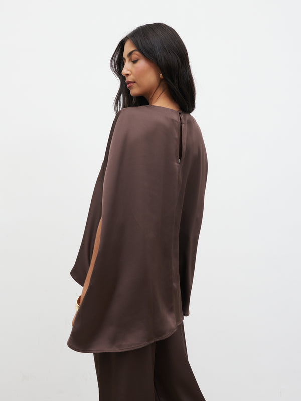 Pretty Lavish Breya Cape Floaty Satin Top