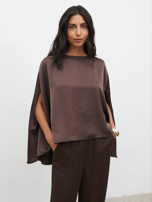 pretty lavish Breya Cape Floaty Satin Top